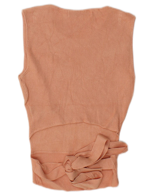 Zara Γυναικεία Αμάνικη Crop Μπλούζα Τοπ UK 12 Medium Pink Viscose