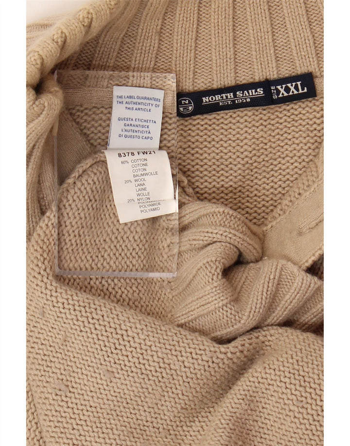 North Sails Ανδρικό πουλόβερ με λαιμό με κουμπιά 2XL μάλλινο μπεζ
