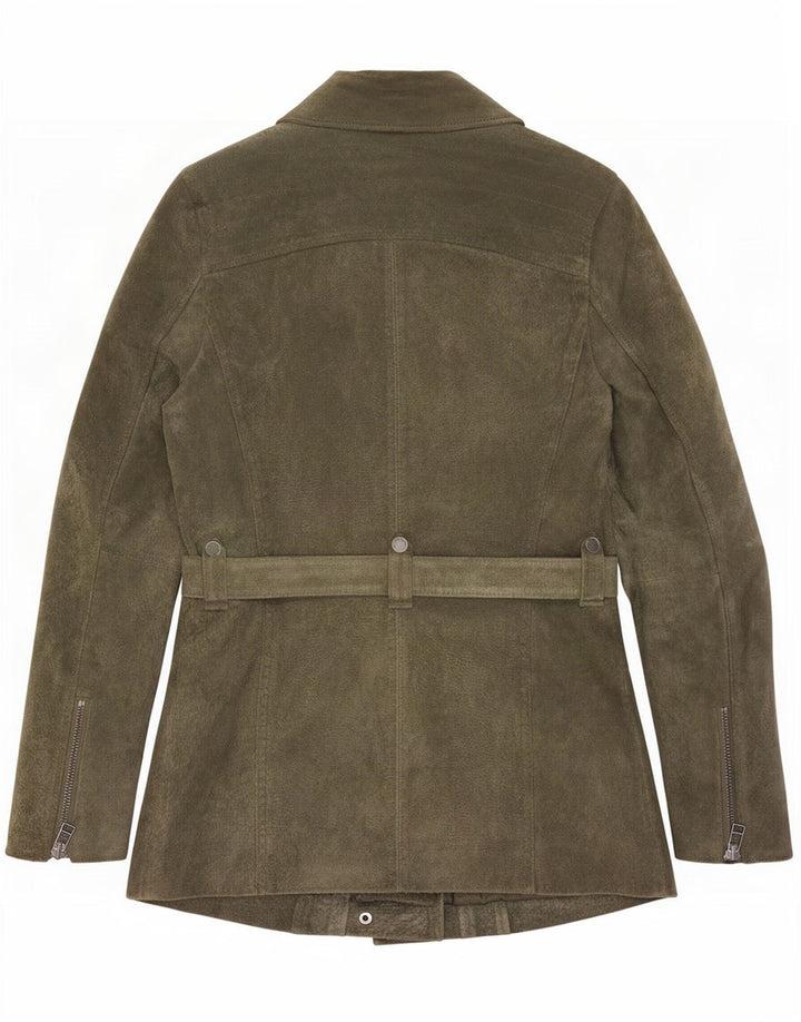 Freaky Nation Γυναικείο Suede Biker Jacket UK 14 Large Khaki Leather