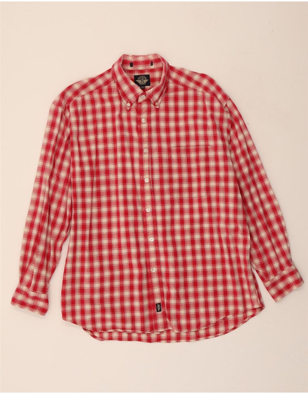 DOCKERS Mens Tall Flannel Shirt Large Red Check Vintage Dockers and Second-Hand Dockers from Messina Hembry 