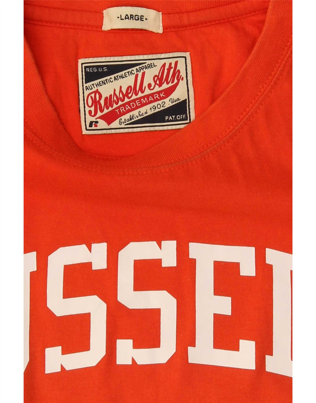 Ανδρικό γραφικό μπλουζάκι Russell Athletic Top μεγάλο πορτοκαλί