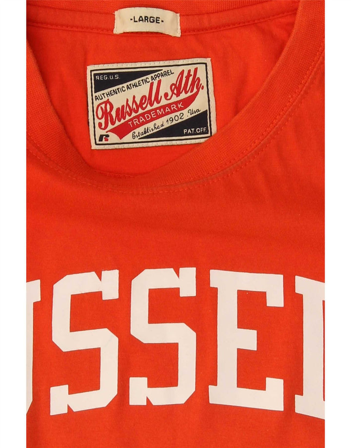 Ανδρικό γραφικό μπλουζάκι Russell Athletic Top μεγάλο πορτοκαλί