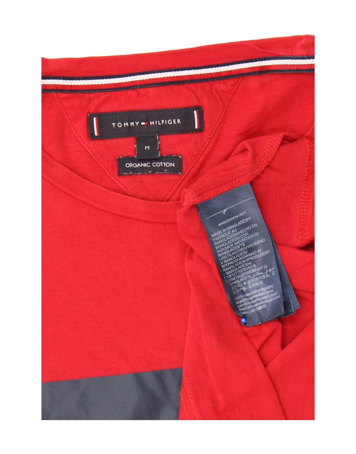 TOMMY HILFIGER Mens Graphic T-Shirt Top Medium Red Striped Cotton Vintage Tommy Hilfiger and Second-Hand Tommy Hilfiger from Messina Hembry 