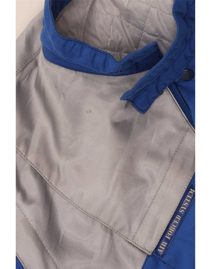 Clover Mens Graphic Racer Jacket UK 40 Large Blue Colorblock Polyamide