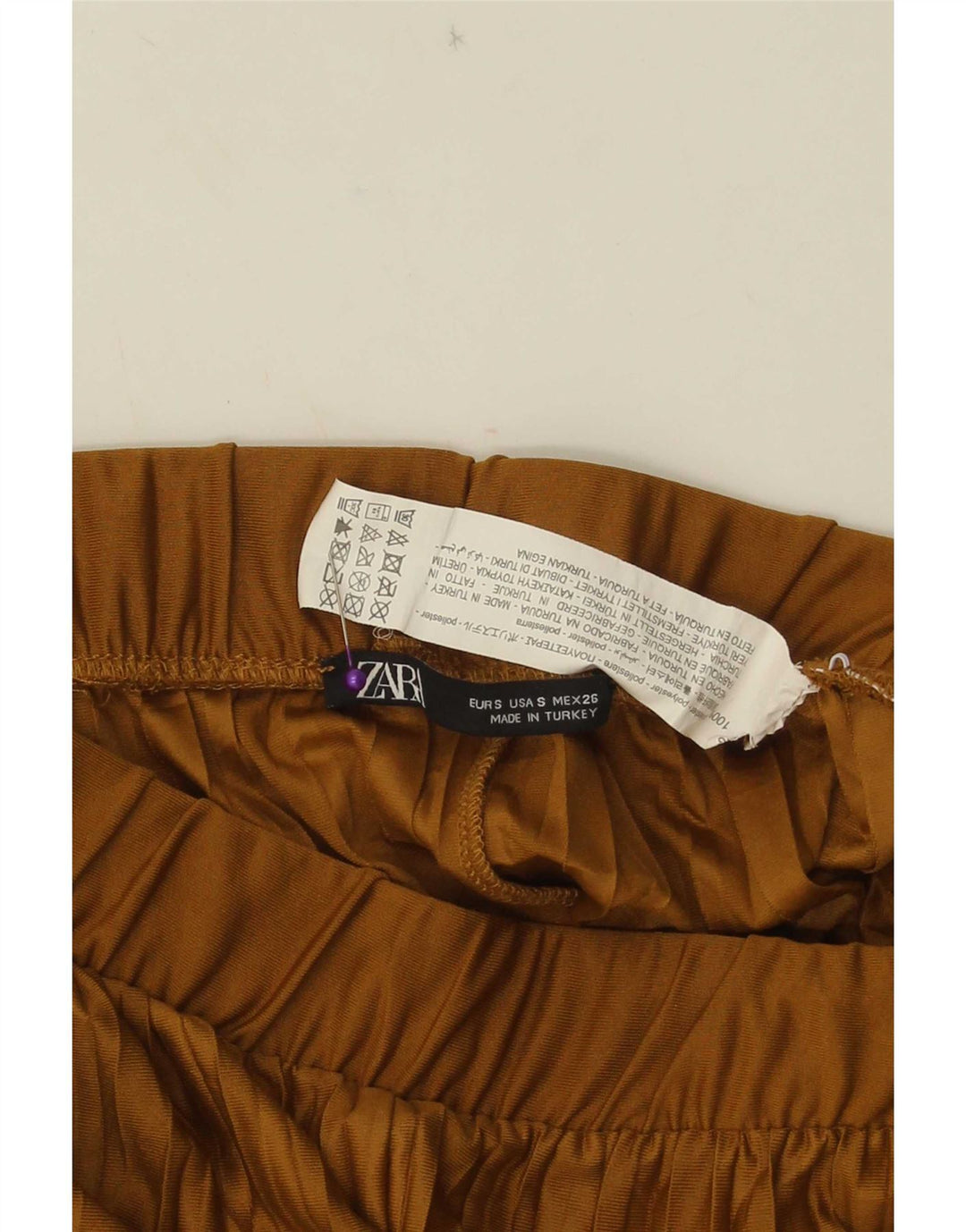 Zara γυναικείο παντελόνι με φαρδύ πόδι μικρό W26 L23 μπεζ πολυεστέρα