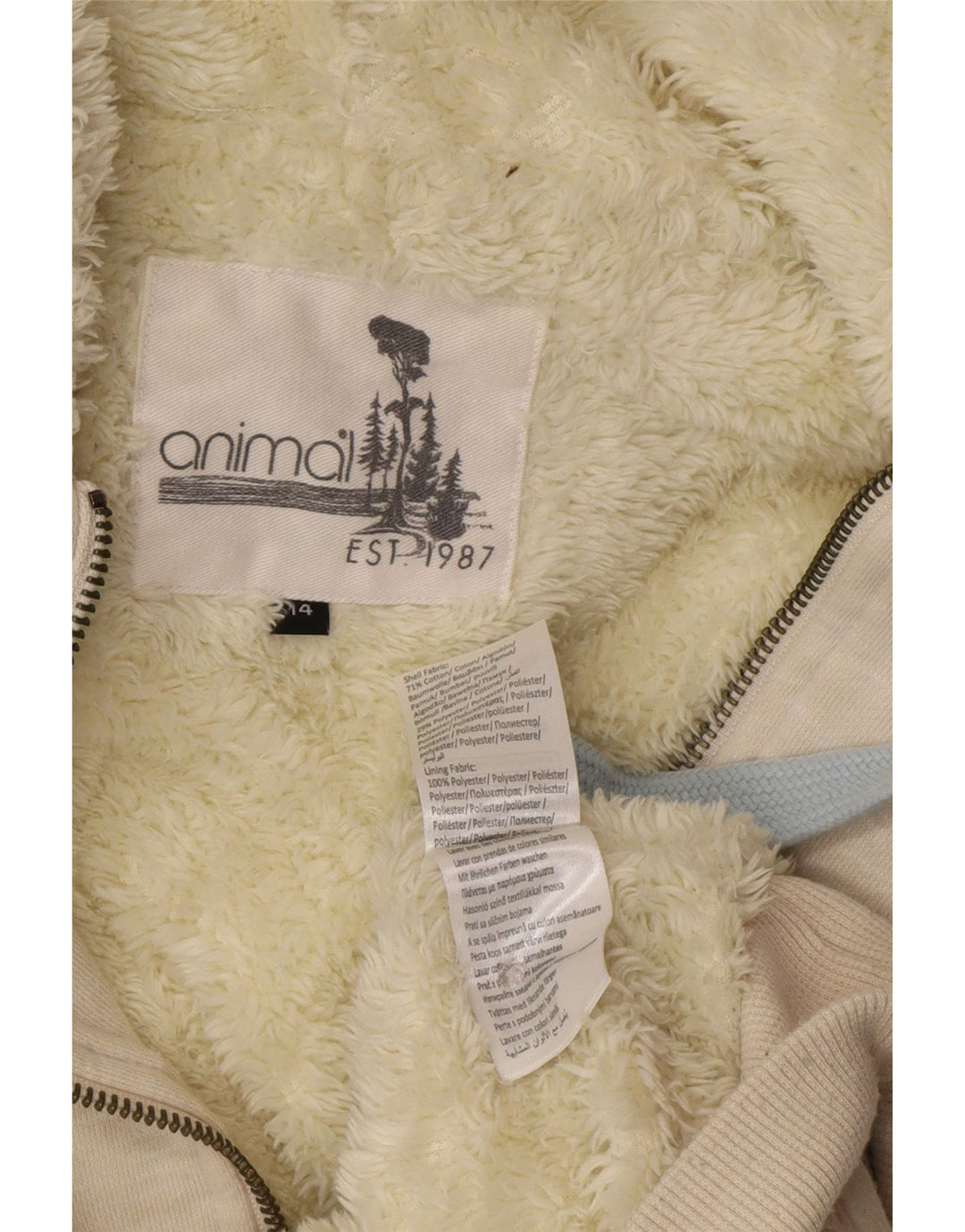 Γυναικείο πουλόβερ Animal με φερμουάρ UK 14 Μεγάλο από λευκό βαμβάκι