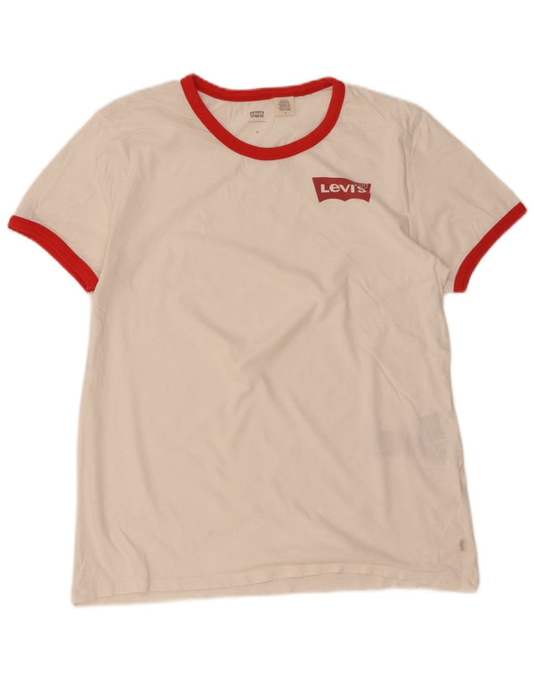 Γυναικείο T-Shirt Levi's Top UK 14 μεσαίου λευκού χρώματος βαμβακερό
