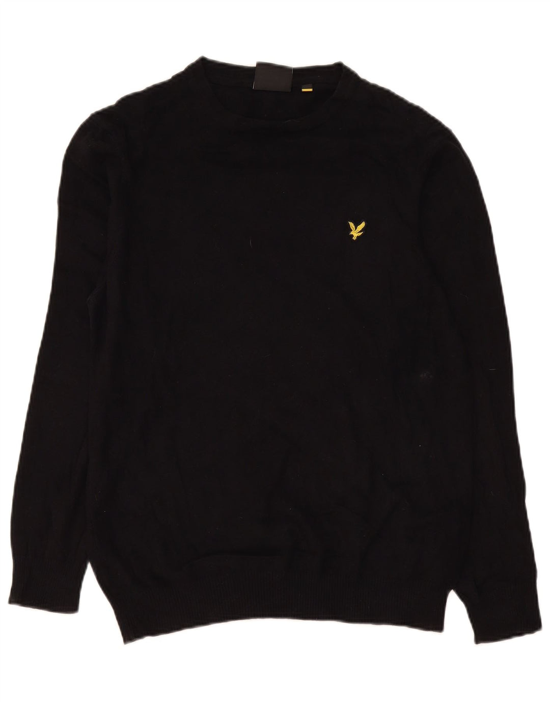 Ανδρικό πουλόβερ με λαιμόκοψη Lyle & Scott, μεσαίο μαύρο βαμβακερό