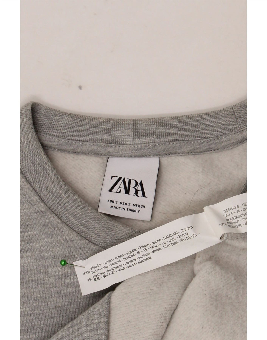 Ανδρικό φούτερ Zara Jumper Μικρό βαμβακερό σε γκρι φλύκταινες