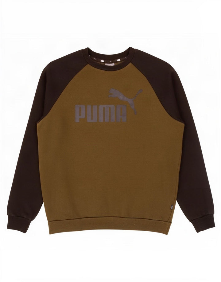 Ανδρικό γραφικό φούτερ Puma Jumper Medium Khaki Colourblock Βαμβακερό