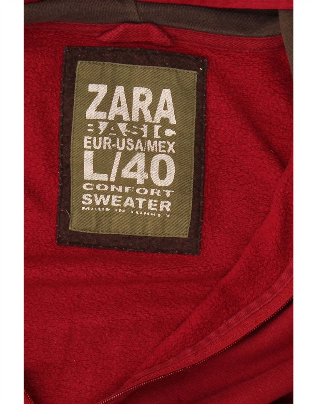 Ανδρικό πουλόβερ Zara με φερμουάρ μεγάλο κόκκινο