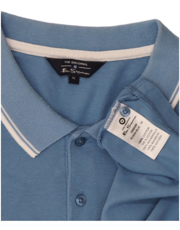 Ανδρικό μπλουζάκι πόλο Ben Sherman XL Μπλε βαμβακερό