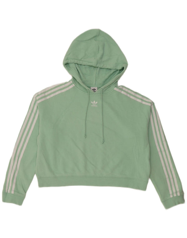 Γυναικεία Adidas Crop Oversized Hoodie Jumper UK 10 Small Green Cotton