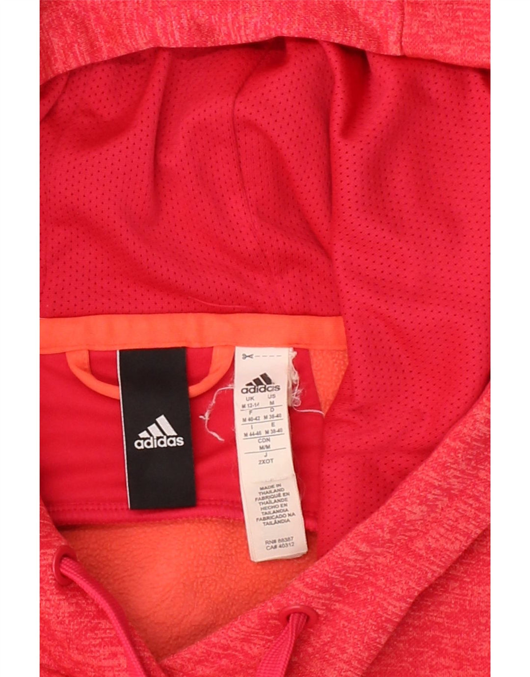 ADIDAS Womens Graphic Hoodie Jumper UK 12/14 Medium Red Polyester Vintage Adidas and Second-Hand Adidas from Messina Hembry 