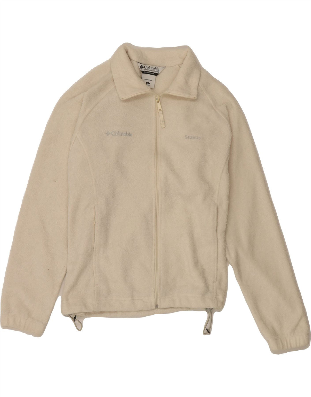 COLUMBIA Womens Fleece Jacket UK 14 Medium Off White Polyester Vintage Columbia and Second-Hand Columbia from Messina Hembry 