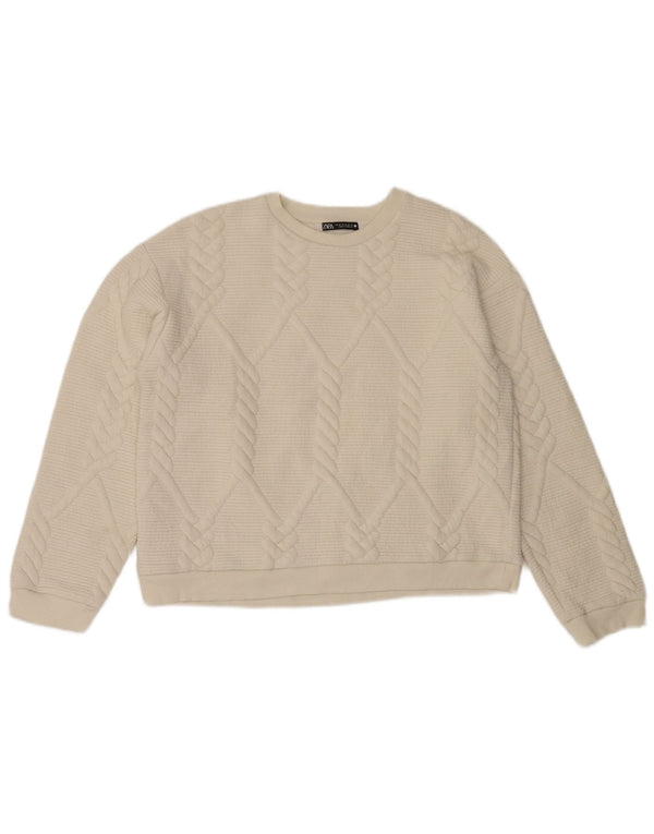 Zara Γυναικεία φούτερ με Χαλαρή Εφαρμογή Jumper UK 14 Medium Off White