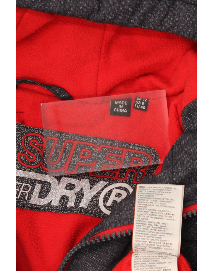 SUPERDRY Womens Hooded Padded Jacket UK 12 Medium Navy Blue Polyester Vintage Superdry and Second-Hand Superdry from Messina Hembry 