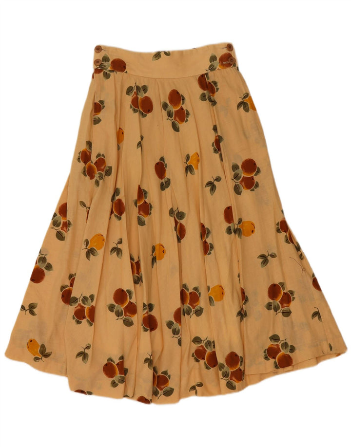 VINTAGE Γυναικεία φούστα με αφηρημένο σχέδιο με πλισέ σε γραμμή Α W24 XS Μπεζ