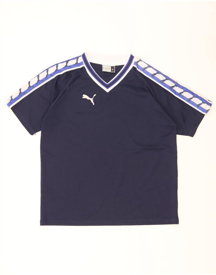 Ανδρικό γραφικό μπλουζάκι Puma Top Small Navy Blue Colorblock Πολυεστέρας