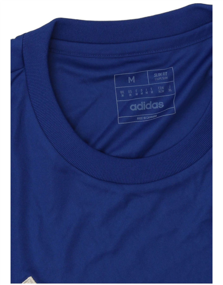 Ανδρικό γραφικό T-shirt Adidas Aeroready Slim Fit Top μεσαίο μπλε πολυεστέρας