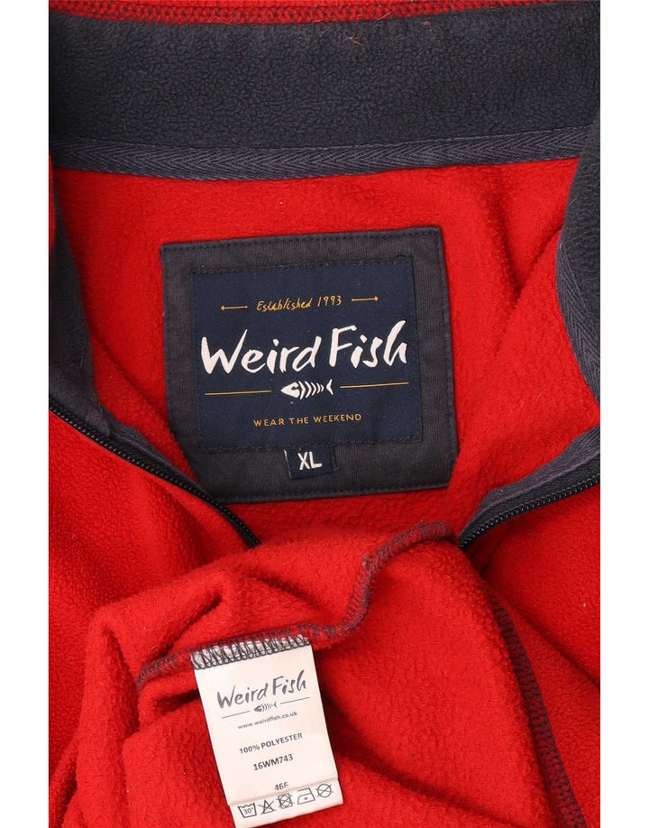 Weird Fish Mens Zip Fleece Jumper XL Red Polyester
