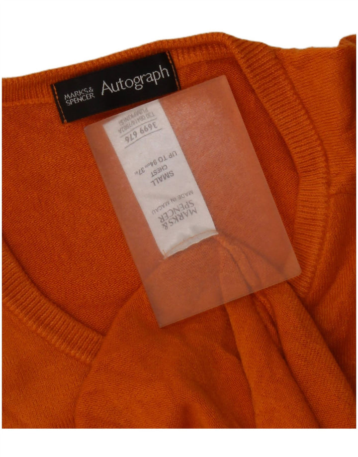 Ανδρικό πουλόβερ Marks & Spencer Autograph V-Neck Jumper Μικρό πορτοκαλί ακρυλικό