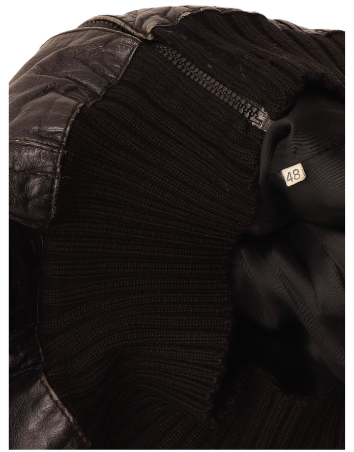 Vintage Girls Leather Jacket 11-12 Years XL Μαύρο