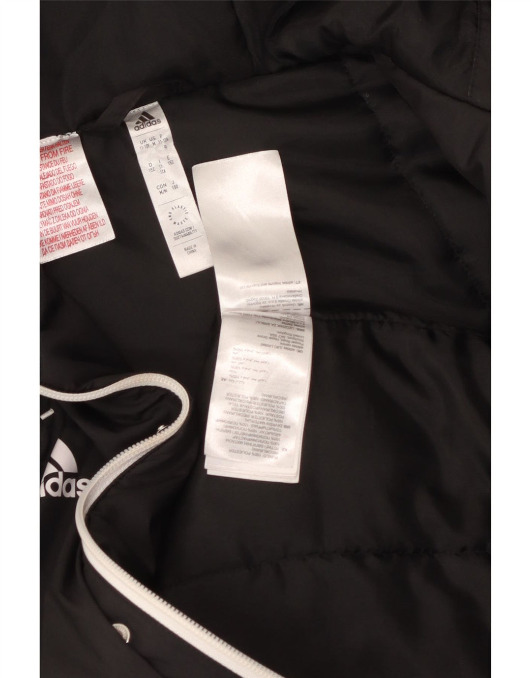 Μπουφάν Adidas Boys με κουκούλα με επένδυση 11-12 ετών μαύρο πολυεστέρα
