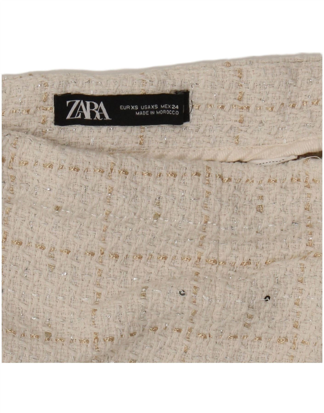 ZARA Γυναικείο Ψηλόμεσο Σορτς XS W24 Off White Check