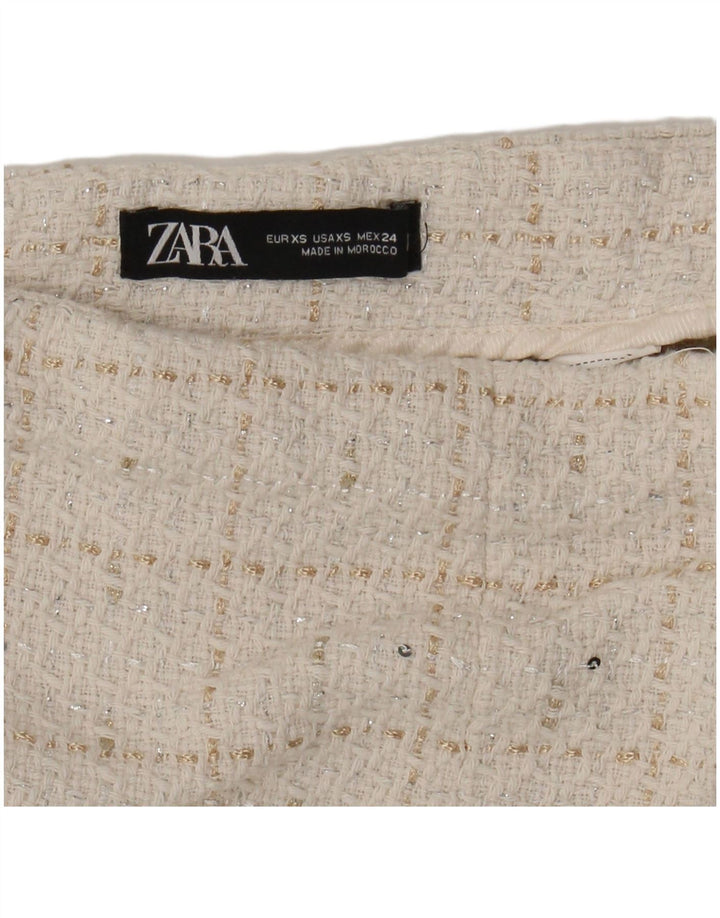 ZARA Γυναικείο Ψηλόμεσο Σορτς XS W24 Off White Check