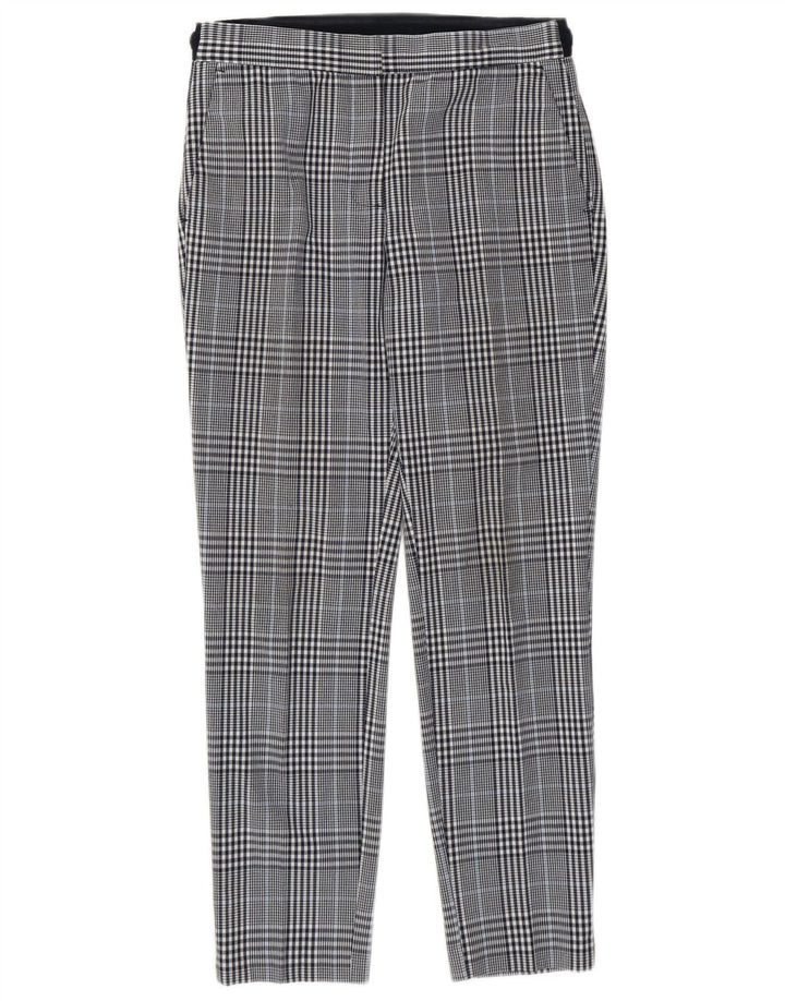 Zara Γυναικείο Slim Cropped Παντελόνι Small W26 L26 Navy Blue Check Polyester