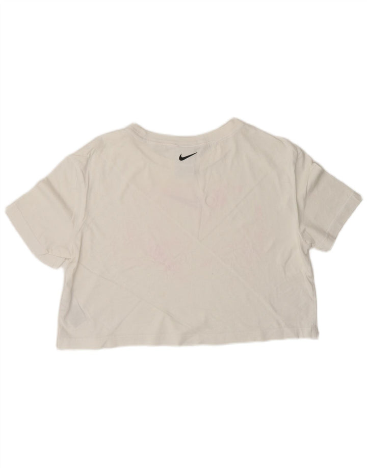 Γυναικείο γραφικό μπλουζάκι NIKE Loose Fit Crop Top 10 Small White βαμβακερό