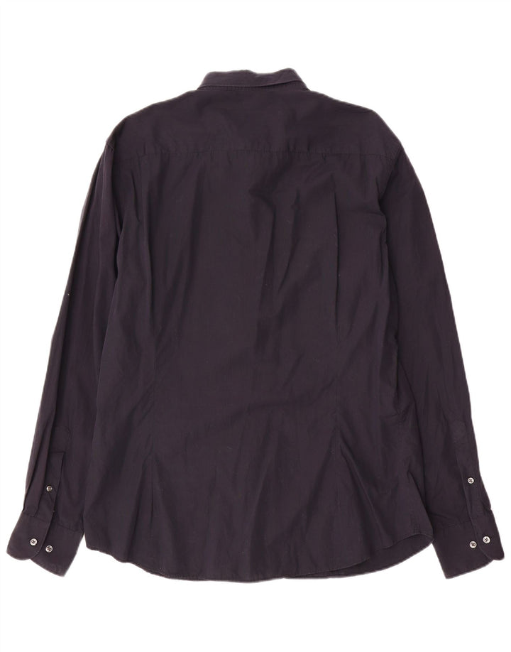 MASSIMO DUTTI Ανδρικό πουκάμισο Slim Fit XL Navy Blue βαμβακερό