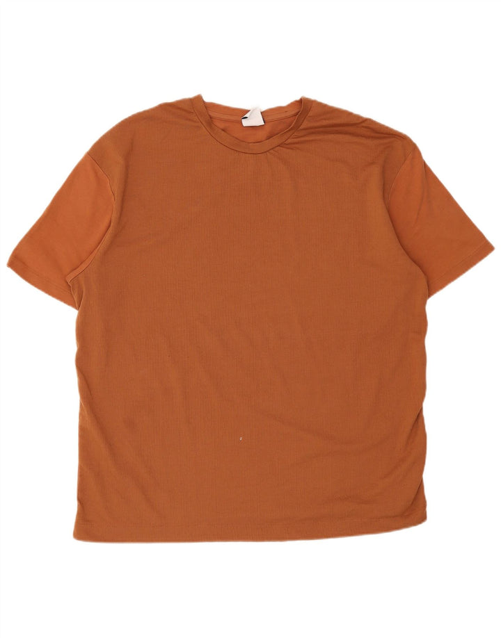 Ανδρικό T-Shirt Zara Top μεγάλο καφέ βαμβακερό