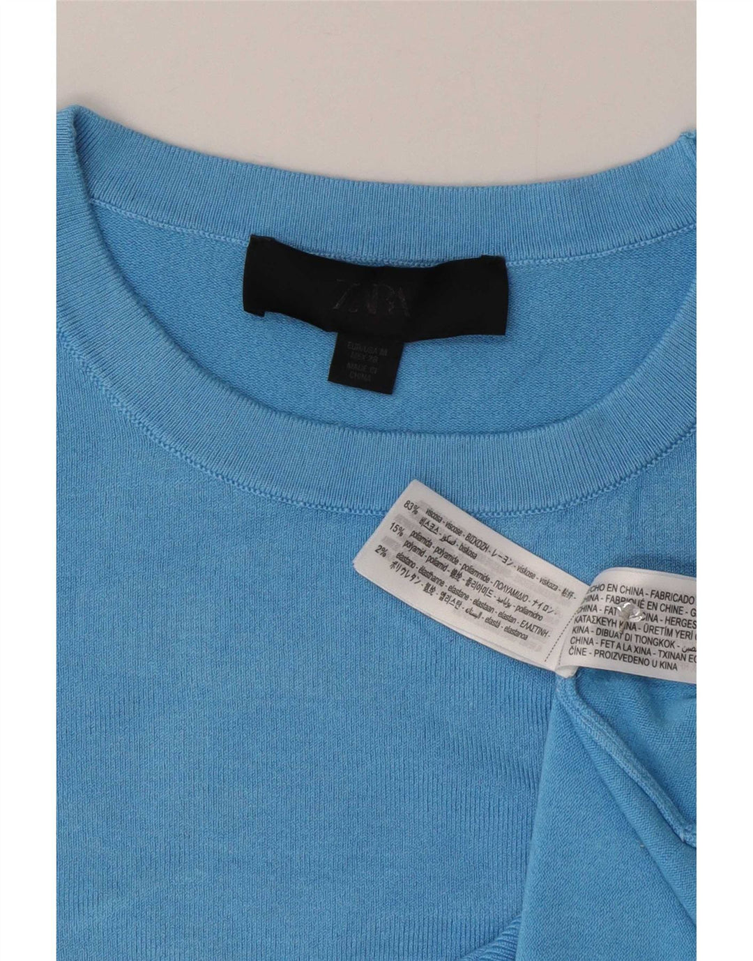 Zara Γυναικείο T-Shirt Top UK 12 Medium Blue Viscose