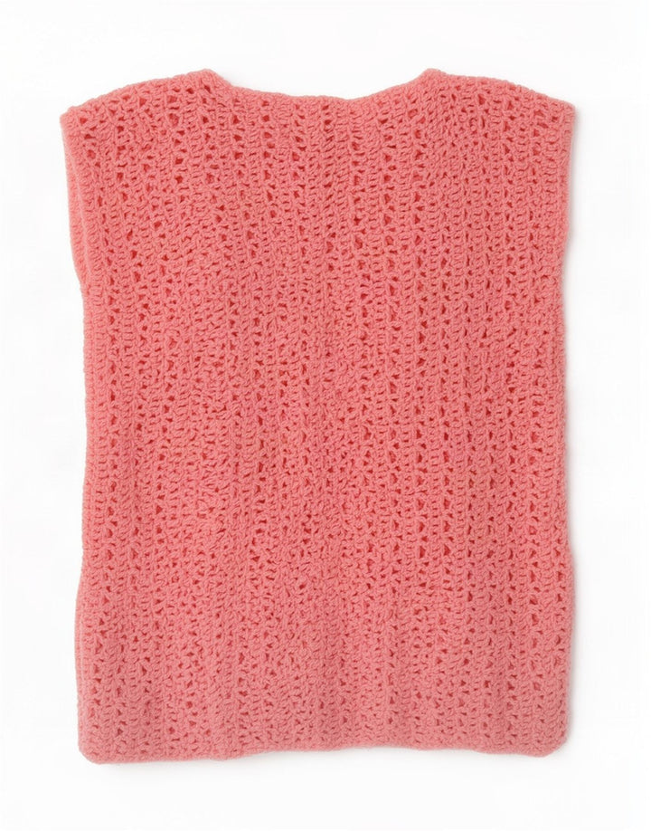 Vintage Γυναικείο Crochet Vest Tank Top UK 12 Medium Pink