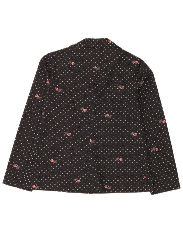 Romy Γυναικείο μπουφάν blazer UK 14 μεγάλο μαύρο φλοράλ πολυεστέρας