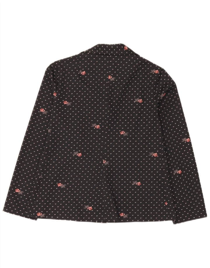 Romy Γυναικείο μπουφάν blazer UK 14 μεγάλο μαύρο φλοράλ πολυεστέρας