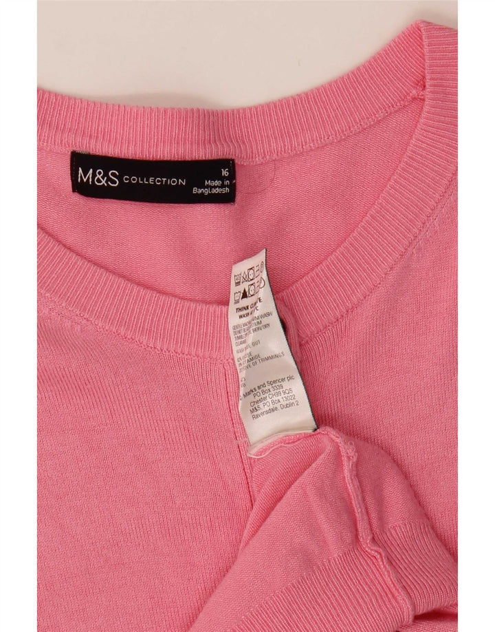 Marks & Spencer Γυναικεία ζακέτα πουλόβερ UK 16 μεγάλη ροζ βισκόζη