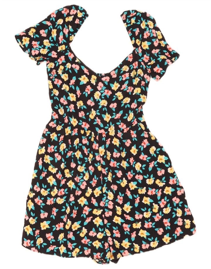 Zara Γυναικείο Playsuit UK 8 Small Black Floral