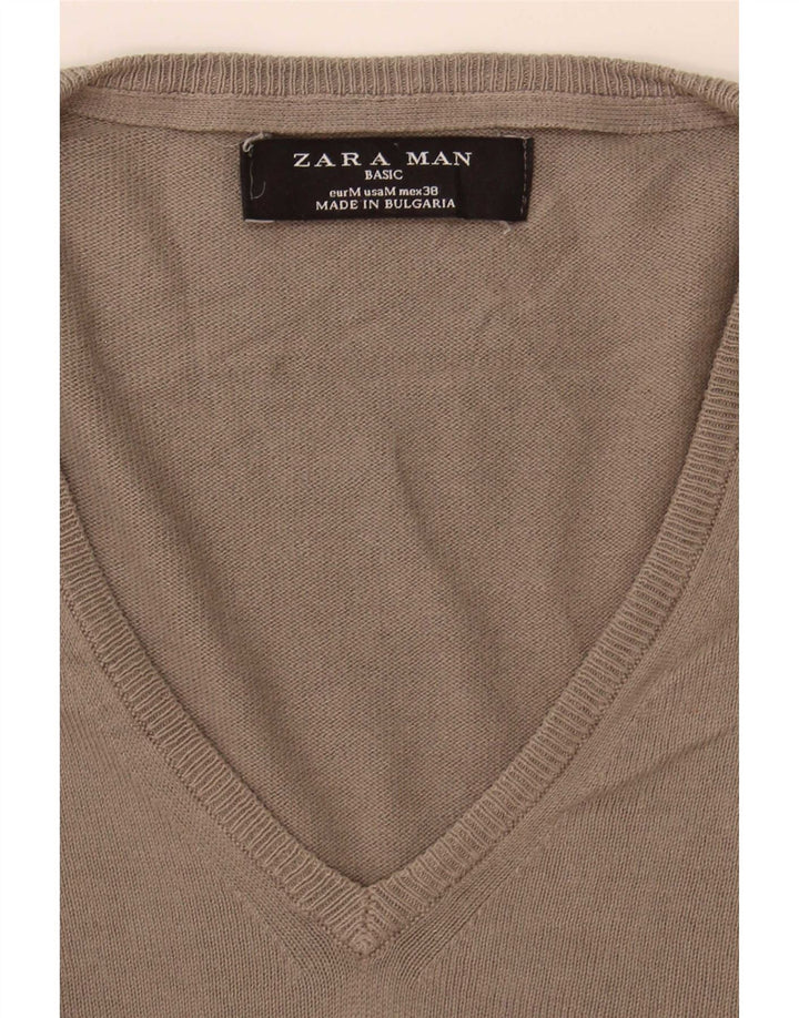 Ανδρικό πουλόβερ Zara με V λαιμόκοψη Μεσαίο Γκρι