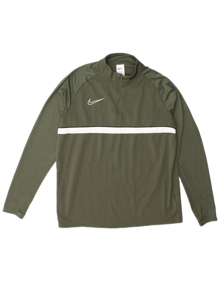Ανδρική φόρμα πουλόβερ με φερμουάρ Nike Dri Fit Top Large Green Polyester