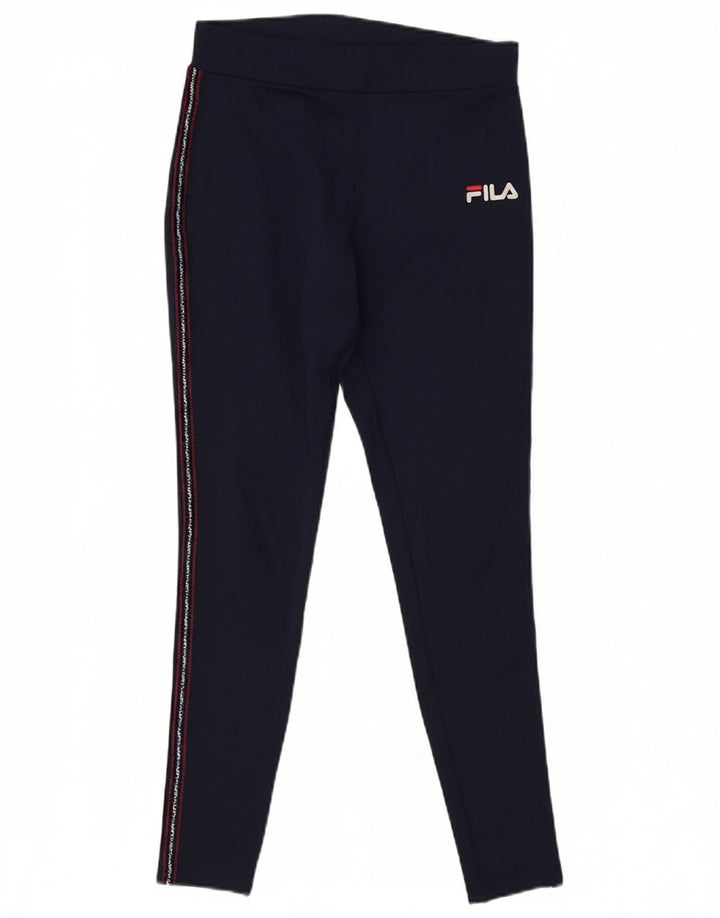 FILA Womens Graphic Leggings UK 10 Small  Navy Blue Polyester