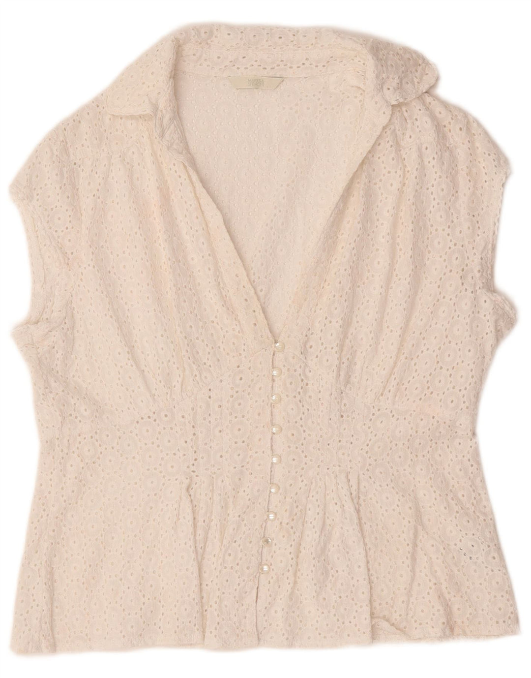 Marks & Spencer Womens See Through Shirt Μπλούζα UK 16 Large White