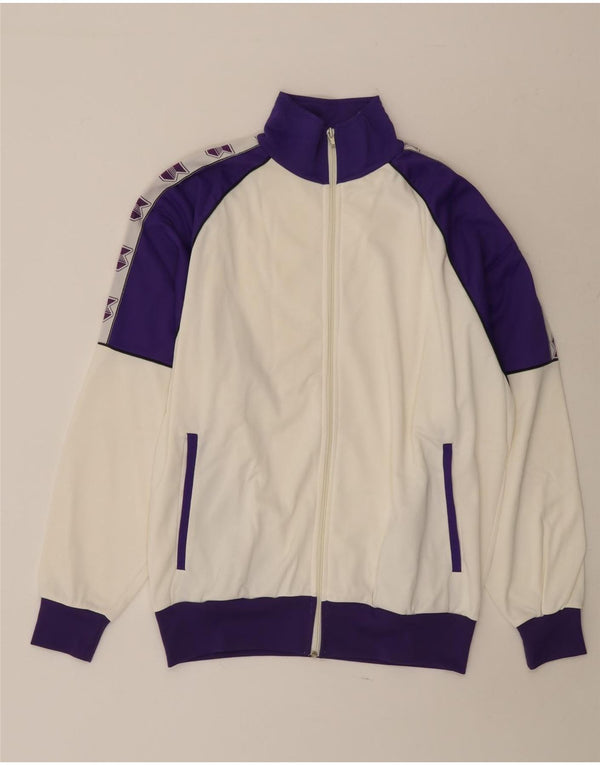 Vintage Mens Graphic Full Tracksuit Large  White Colourblock Polyester