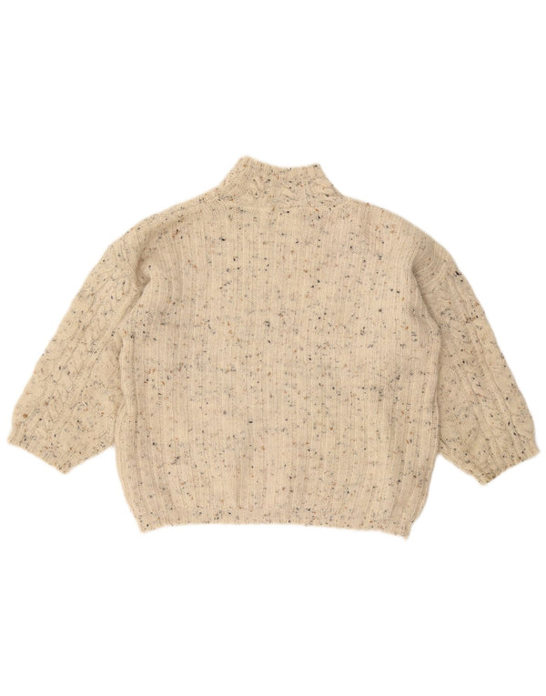 Γυναικείο πουλόβερ με λαιμό χελώνα VINTAGE UK 18 XL σε ανοιχτό λευκό φλύκταινα