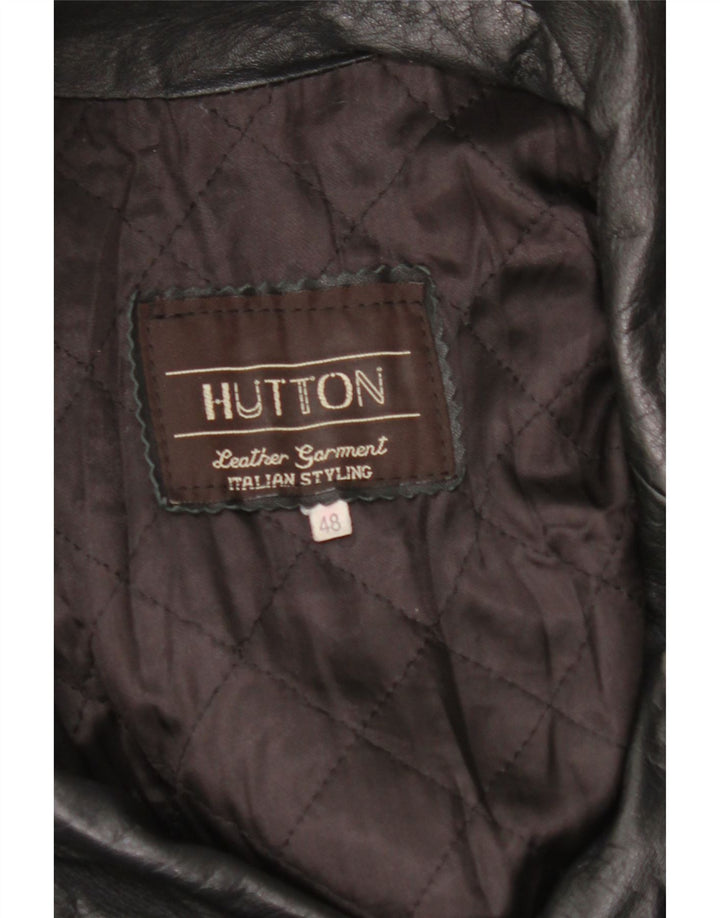 VINTAGE Γυναικείο Δερμάτινο Παλτό IT 48 XL Μαύρο