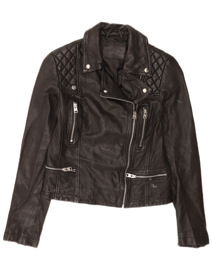 All Saints Γυναικείο Crop Δερμάτινο Biker Jacket UK 8 Small Black