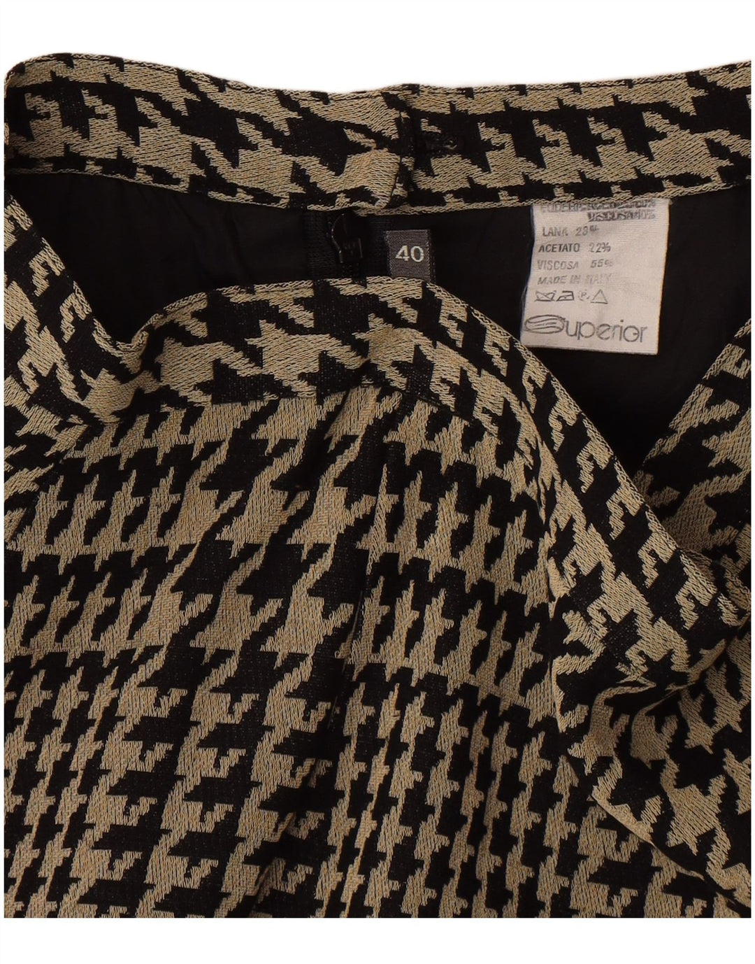 Superior γυναικεία ίσια φούστα IT 40 Small W26 Black Houndstooth Viscose