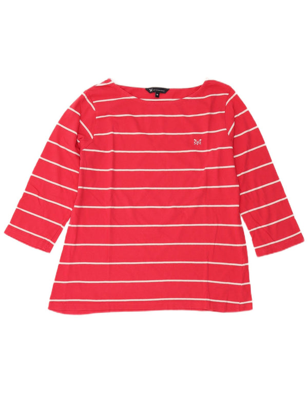Crew Clothing Γυναικεία μπλούζα 3/4 μανίκια UK 14 μεσαίο κόκκινο βαμβακερό ριγέ